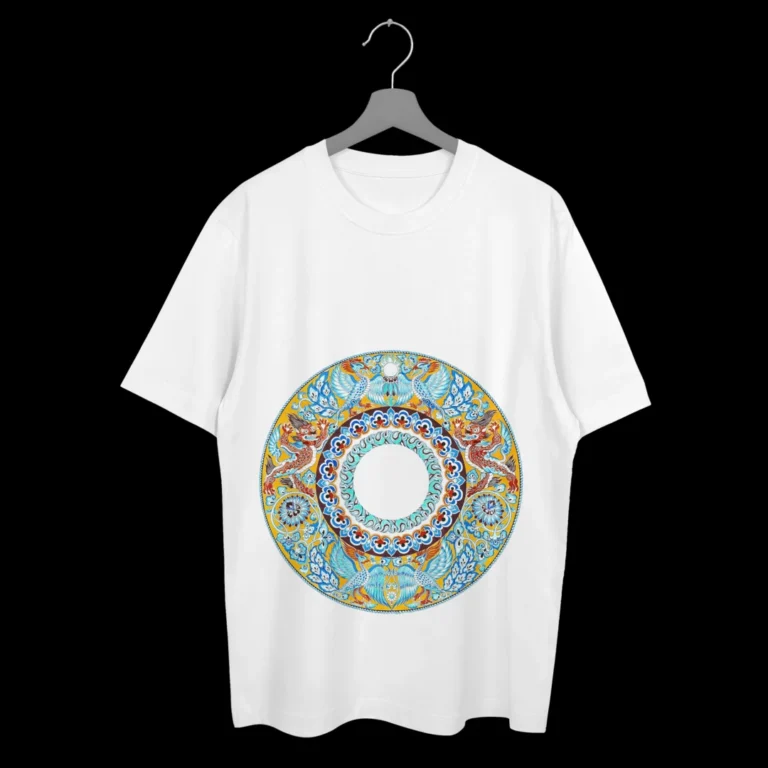 Oversize majica Mandala bele boje sa DTF printom