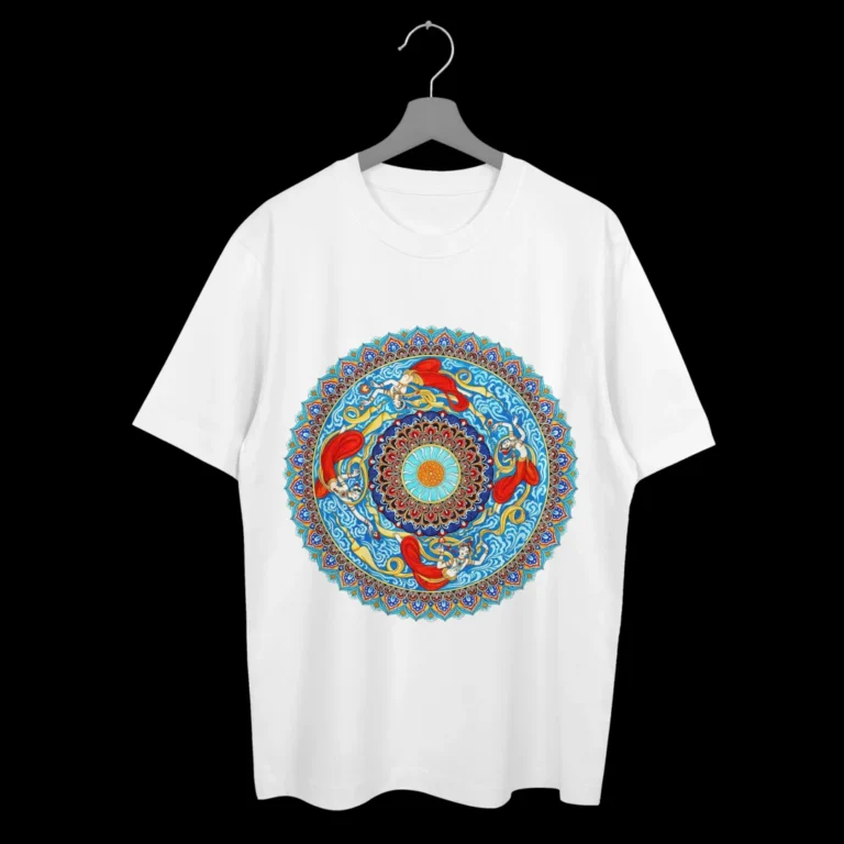 Oversize majica Ples Sirena Mandala bele boje sa printom