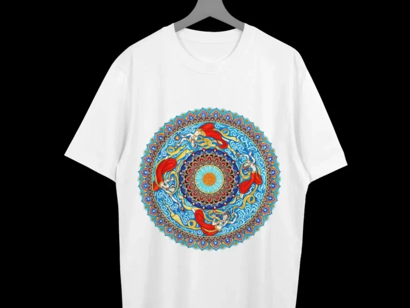 Oversize majica Ples Sirena Mandala bele boje sa printom