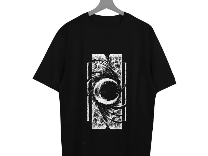 Oversize majica Portal crne boje sa printom na prednjoj strani