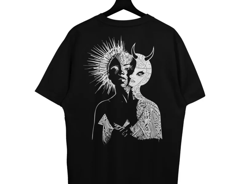 Oversize majica Duality crne boje sa belim printom na zadnjoj strani