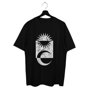 Oversized majica Moje Sunce Moj Mesec crne boje sa belim printom na prednjoj strani