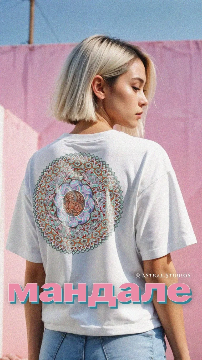 Hermetički simboli na oversized odeć, Mandala na ledjima