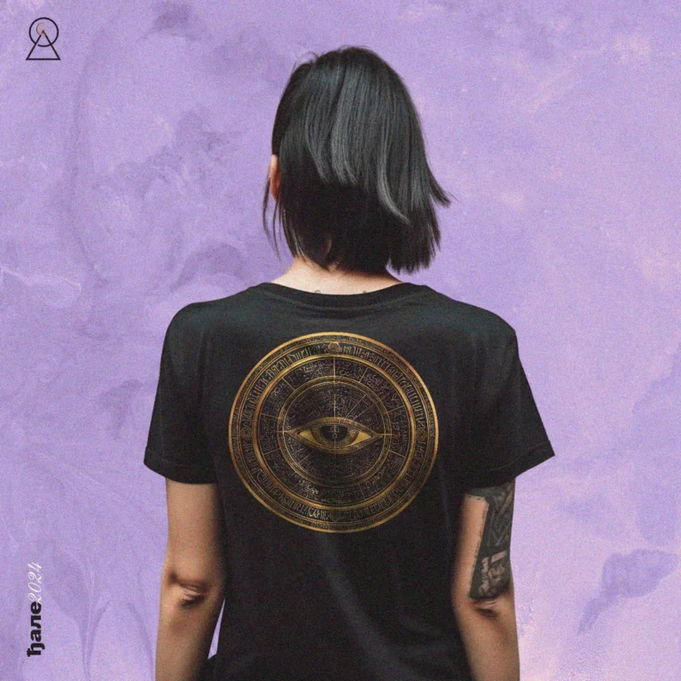 Crna majica sa okultnim zlatnim printom &ndash; svevideće oko streetwear