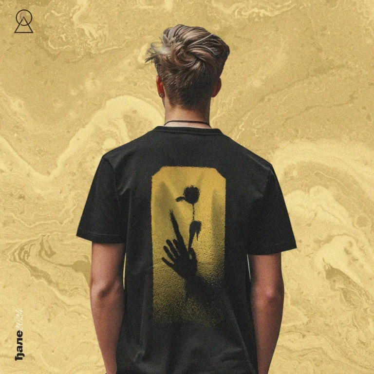 Black shirt with rose silhouette design